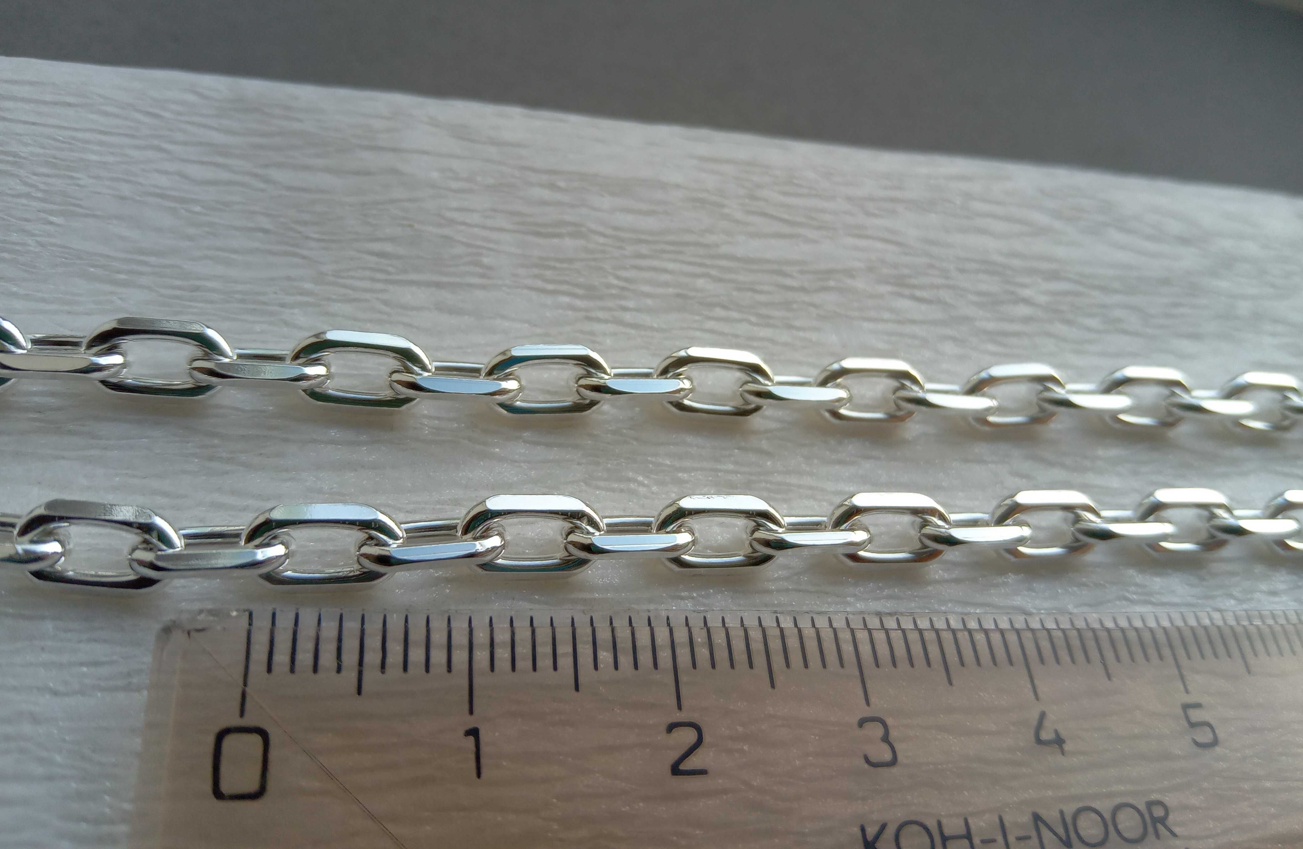 Серебряная цепочка якорное плетение якорь 55 60 цепь алмазной огранкой