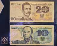 Zestaw banknotów PRL 10 zł i 20 zł 1982 r. UNC