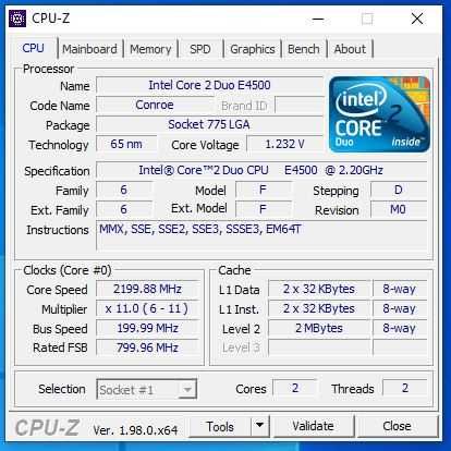 Процесор Intel Core 2 Duo E4500 // 775 Socket