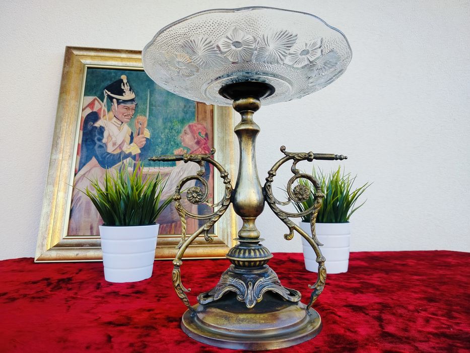 Unikatowa piekna duża mosiężna patera owocarka