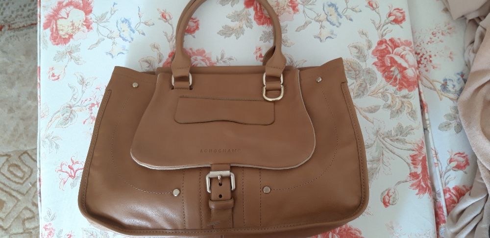 Longchamp Balzane tote camel torba skóra saddle bag siodło oryginał