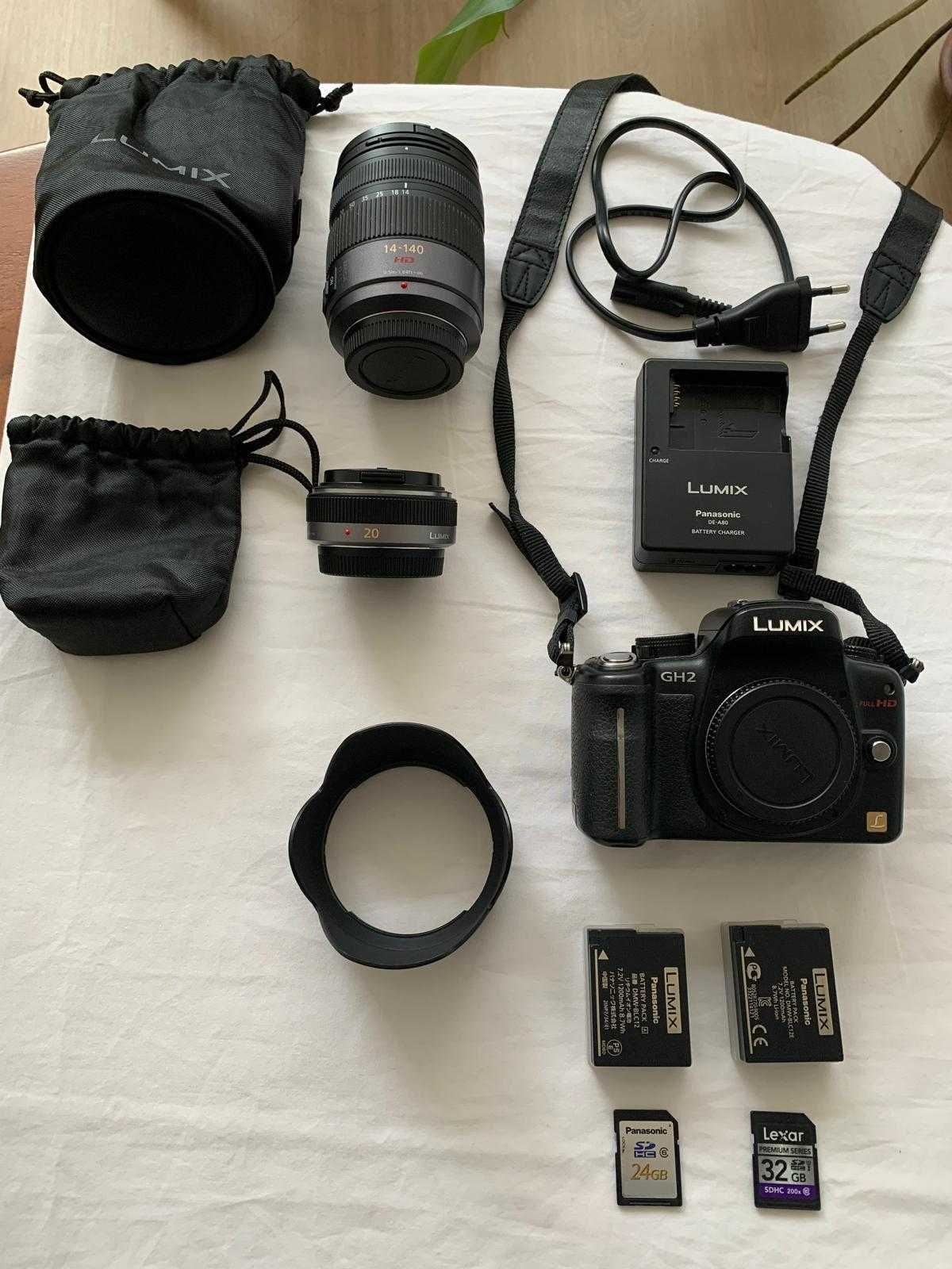 Panasonic Lumix GH2 + Lente 14-140mm + 2 baterias + 2 SD