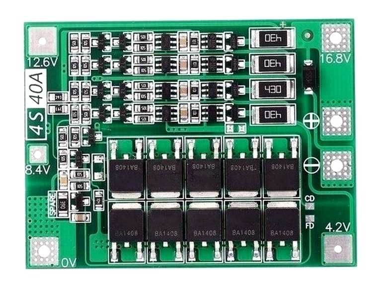 Контроллер заряда BMS с балансировкой 40A (12-17V) 4S новый