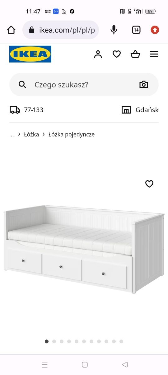 Łóżko Ikea hemnes super grube materace stan bdb