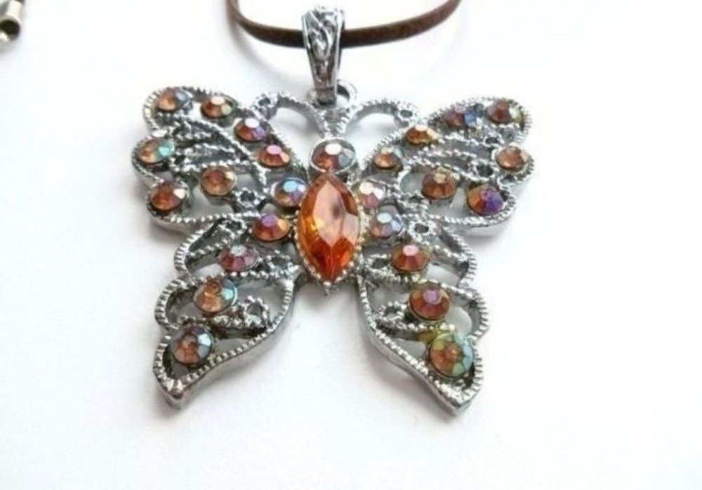 Бабочка подвеска кулон стразы баттерфляй метелик винтаж вінтаж аніме