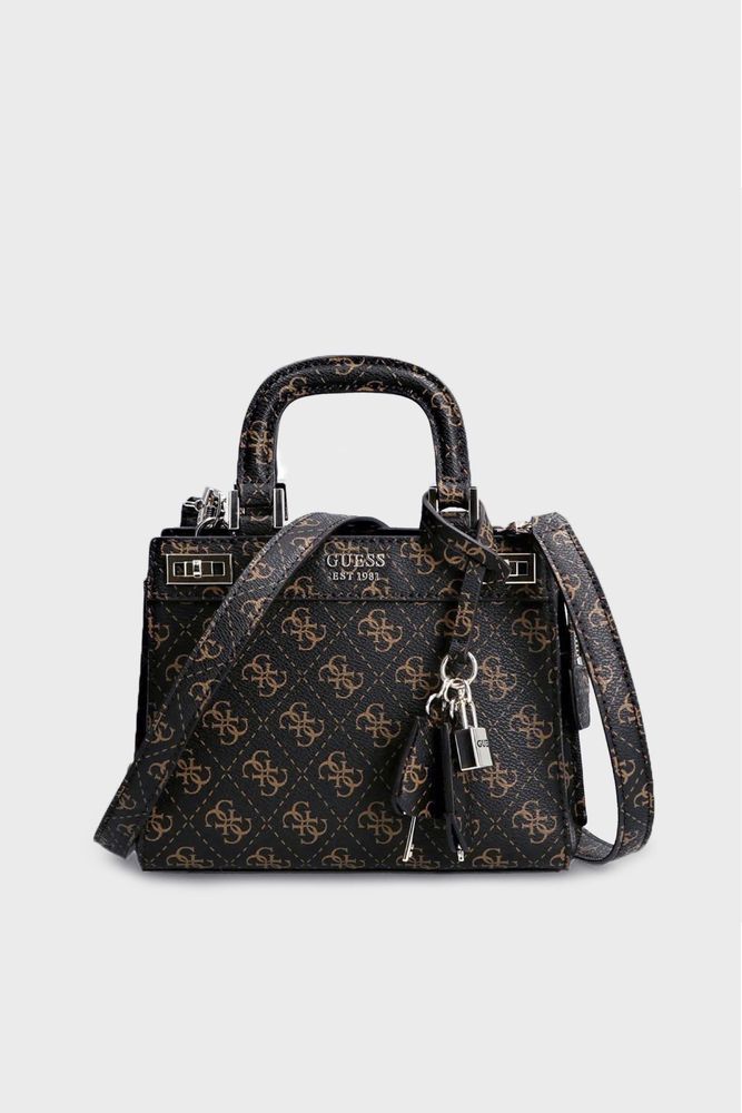 Torebka Guess Katey Mini brązowy monogram