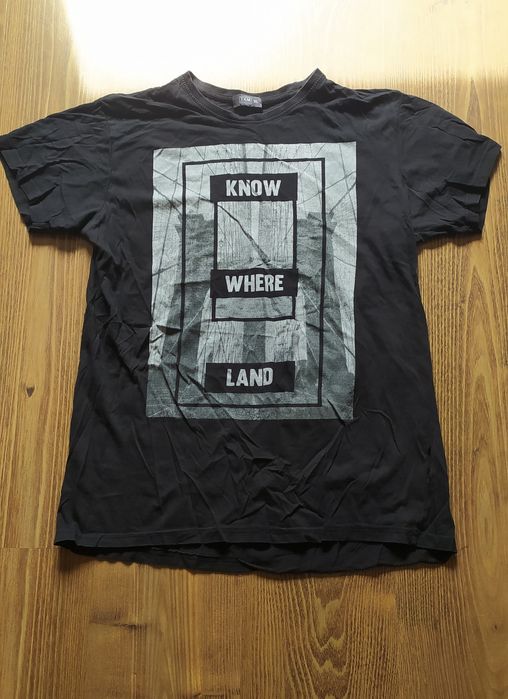 Koszulka, męska, czarna, rozmiar L/XL, tshirt, know where land