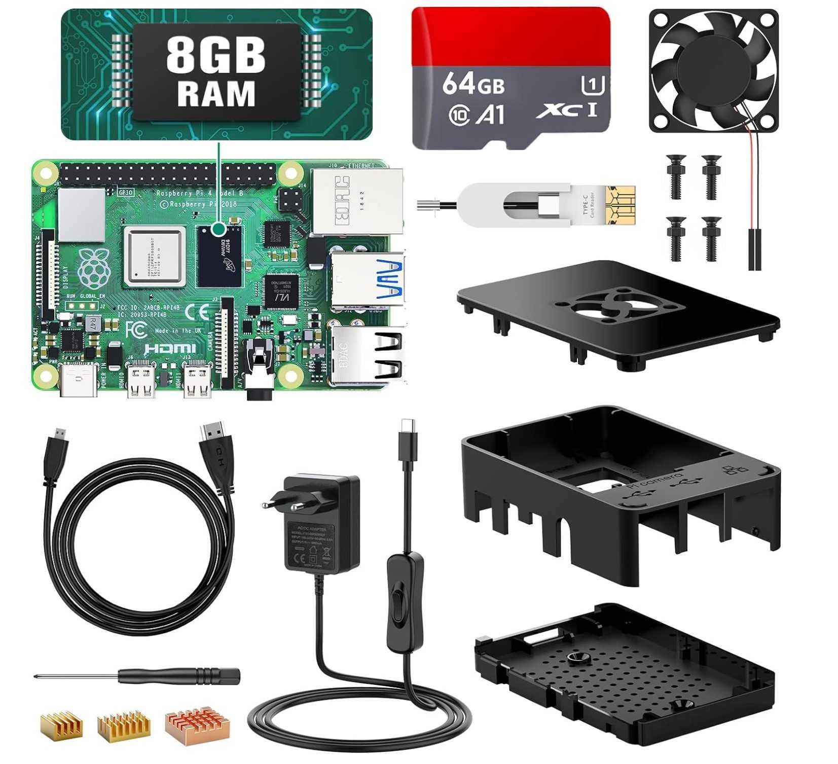 Raspberry Pi 4 Model B Kit completo【8 GB RAM + 64 GB SD Card】