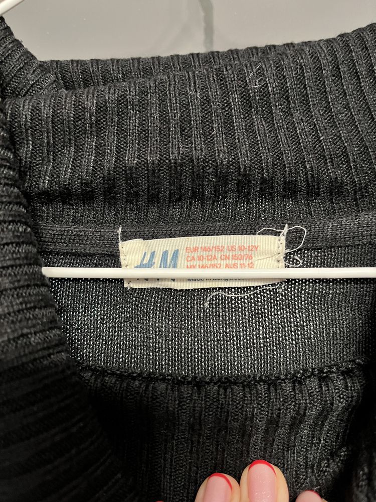 sweter tunika dziecięcy z golfem w paski brokatowe 146