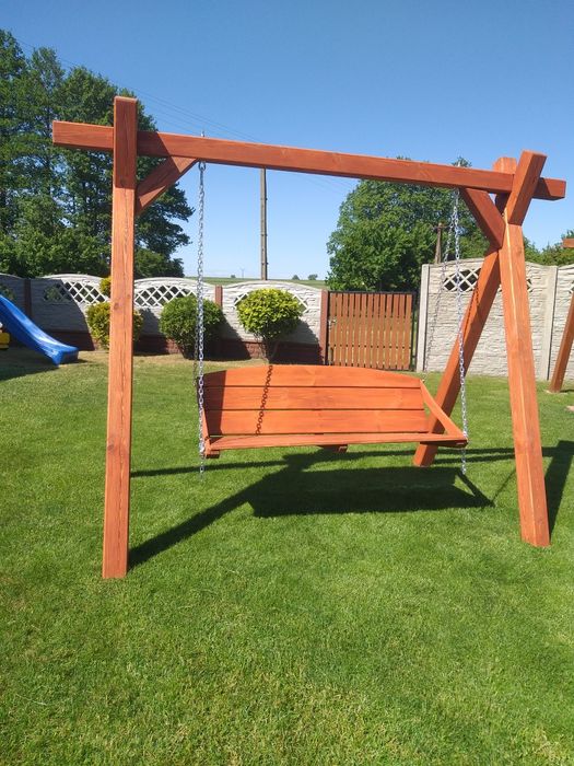 SOLIDNA drewniana huśtawka ogrodowa, bujawka ogrodowa