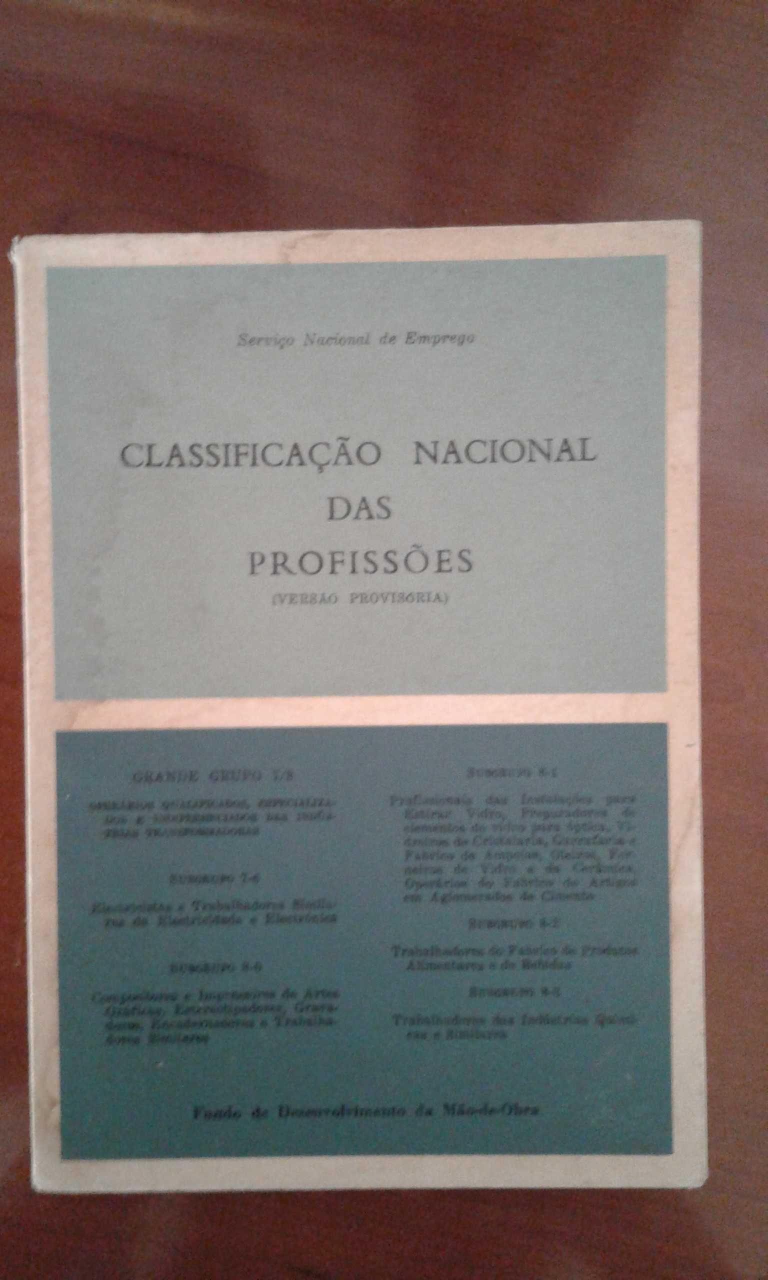 Livro "Classificação Nacional das profissões ",1971