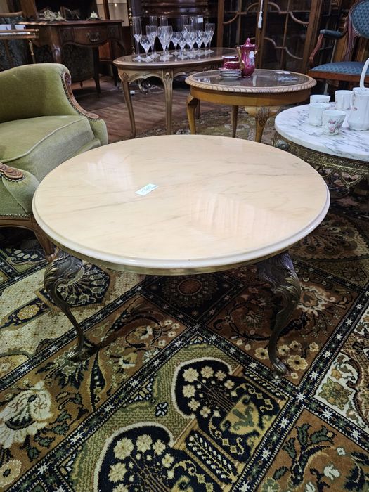 Stolik mosiężny z kamiennym blatem #704 Antyki Stylowy Węgrów