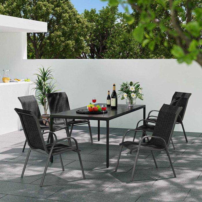 Krzesła ogrodowe 4 sztuki, balkonowe, czarne, łatwe do przechowywania