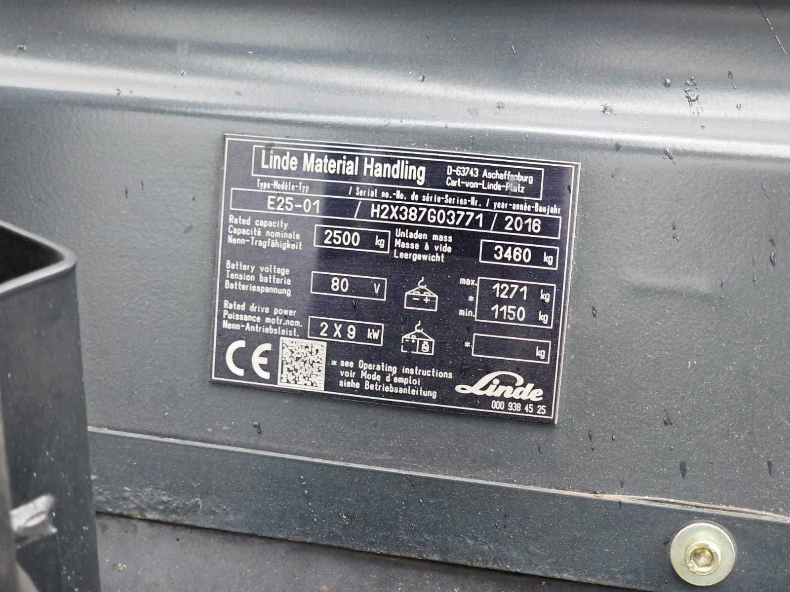 Wózek widłowy Linde E25-01 Elektryczny 2016r. tylko 1803h