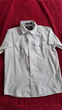 Biała koszula chłopięca z krótkim rękawem r. 140