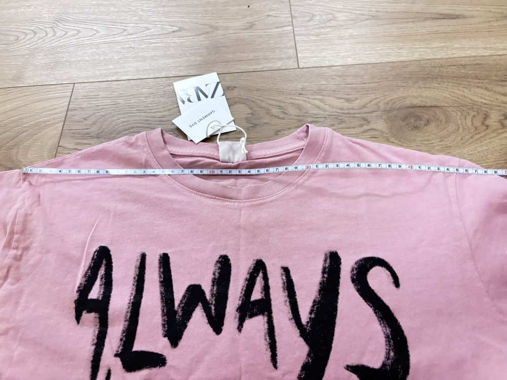 Кофта ZARA нова S котон дівчача жіноча лонгслів футболка рожева напис