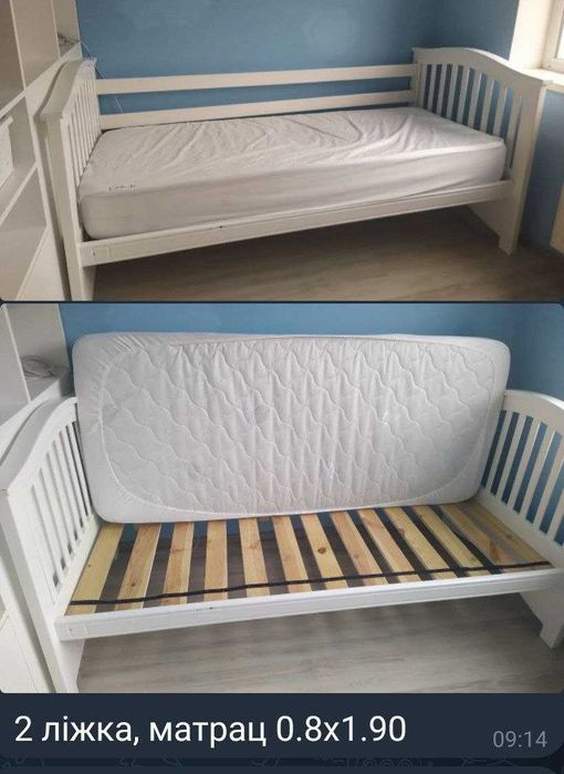 Кровать деревянная с ортопедическим матрацом, 2 шт