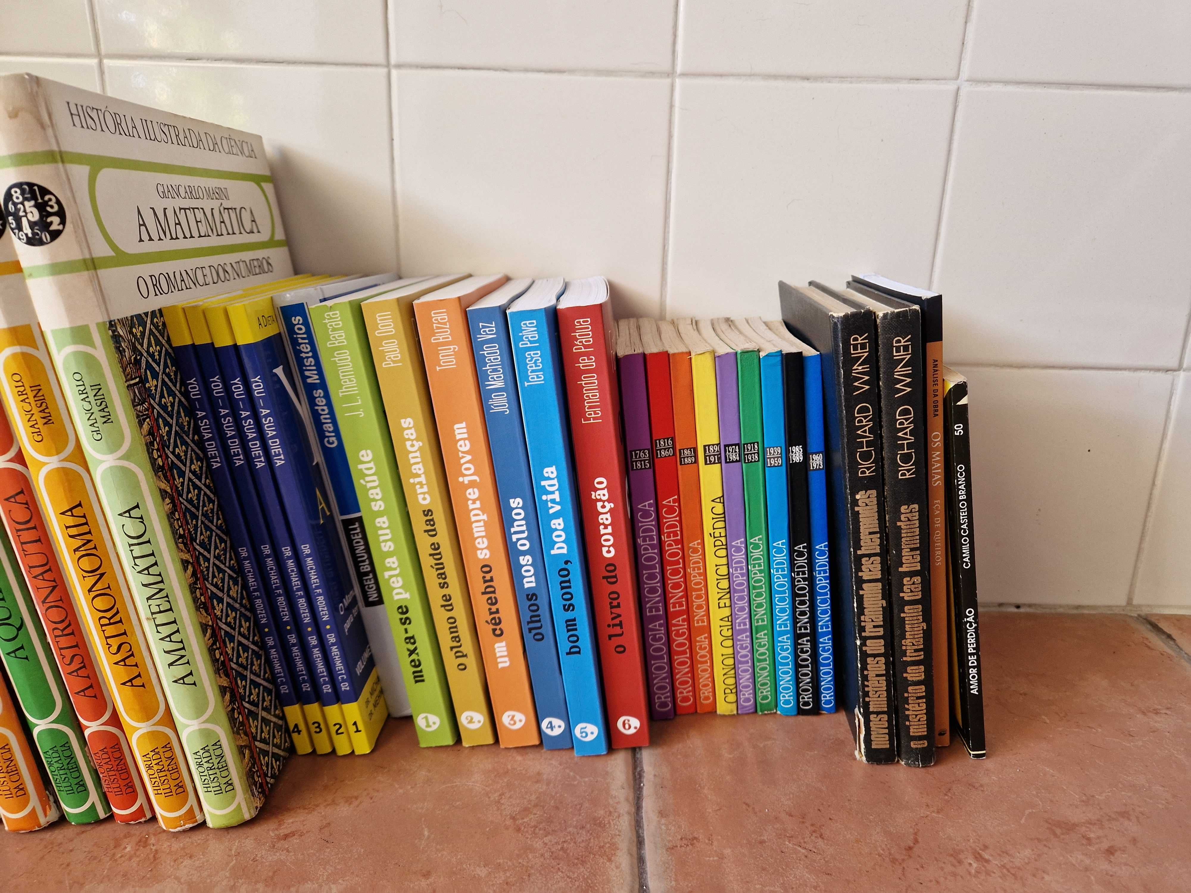 Conjunto de enciclopédias e livros vários
