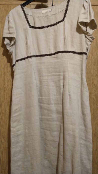 Komplet lniany : żakiet z sukienką