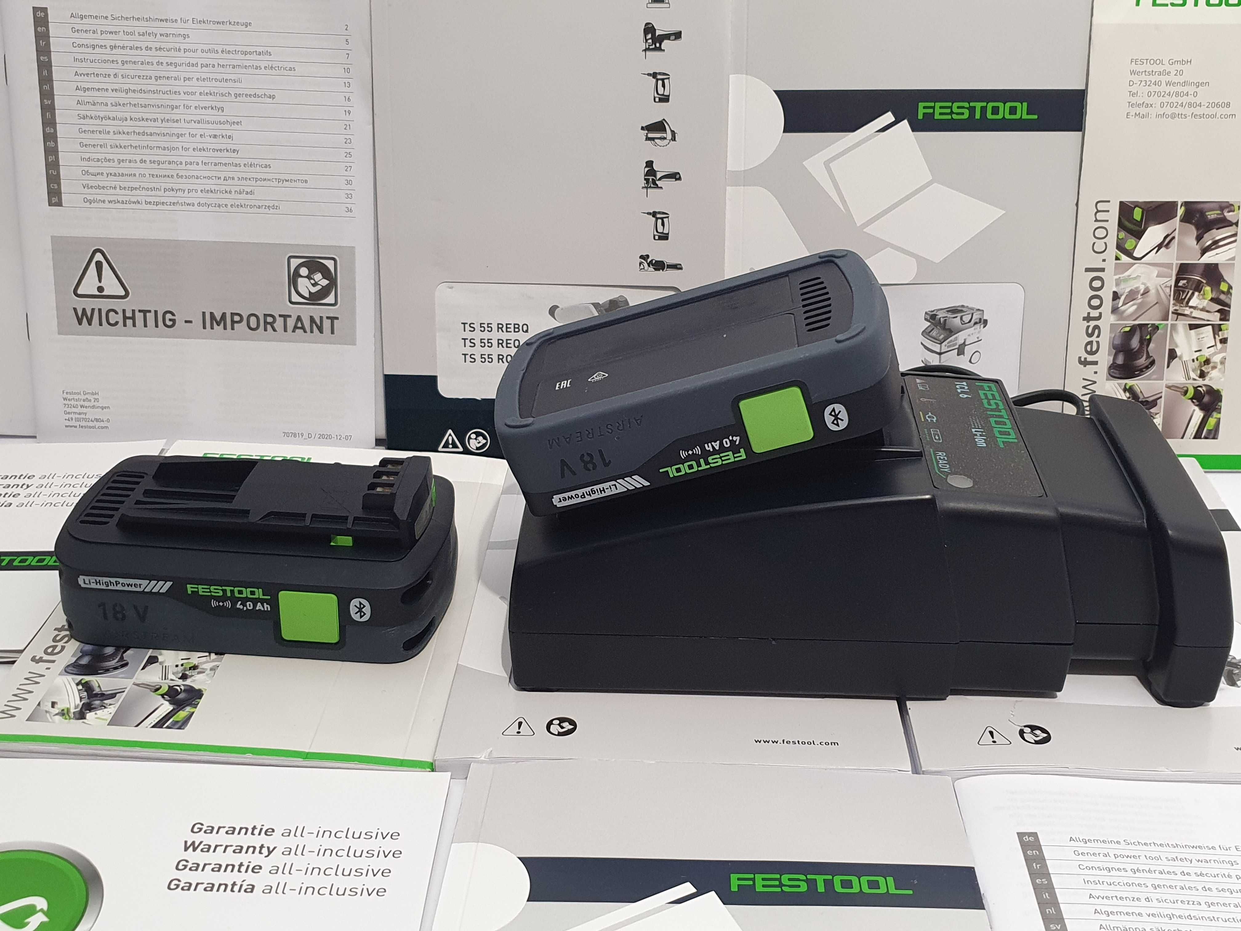 Zestaw startowy FESTOOL TCL 6 +2 szt akumulator 18v 4ah Bluetooth nowe
