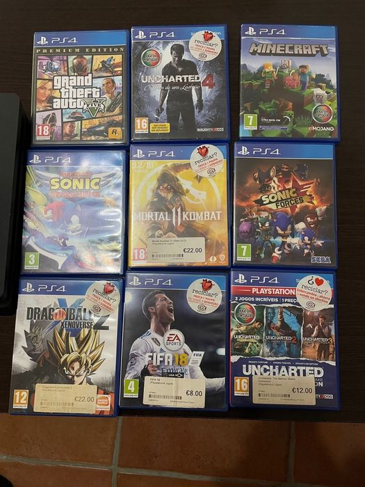PS4 com 1 controle + 9 jogos