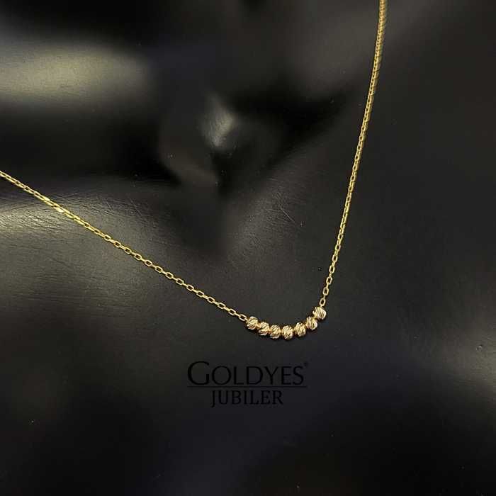 Złoty łańcuszek naszyjnik z diamentowanymi kulkami  pr 585 14k