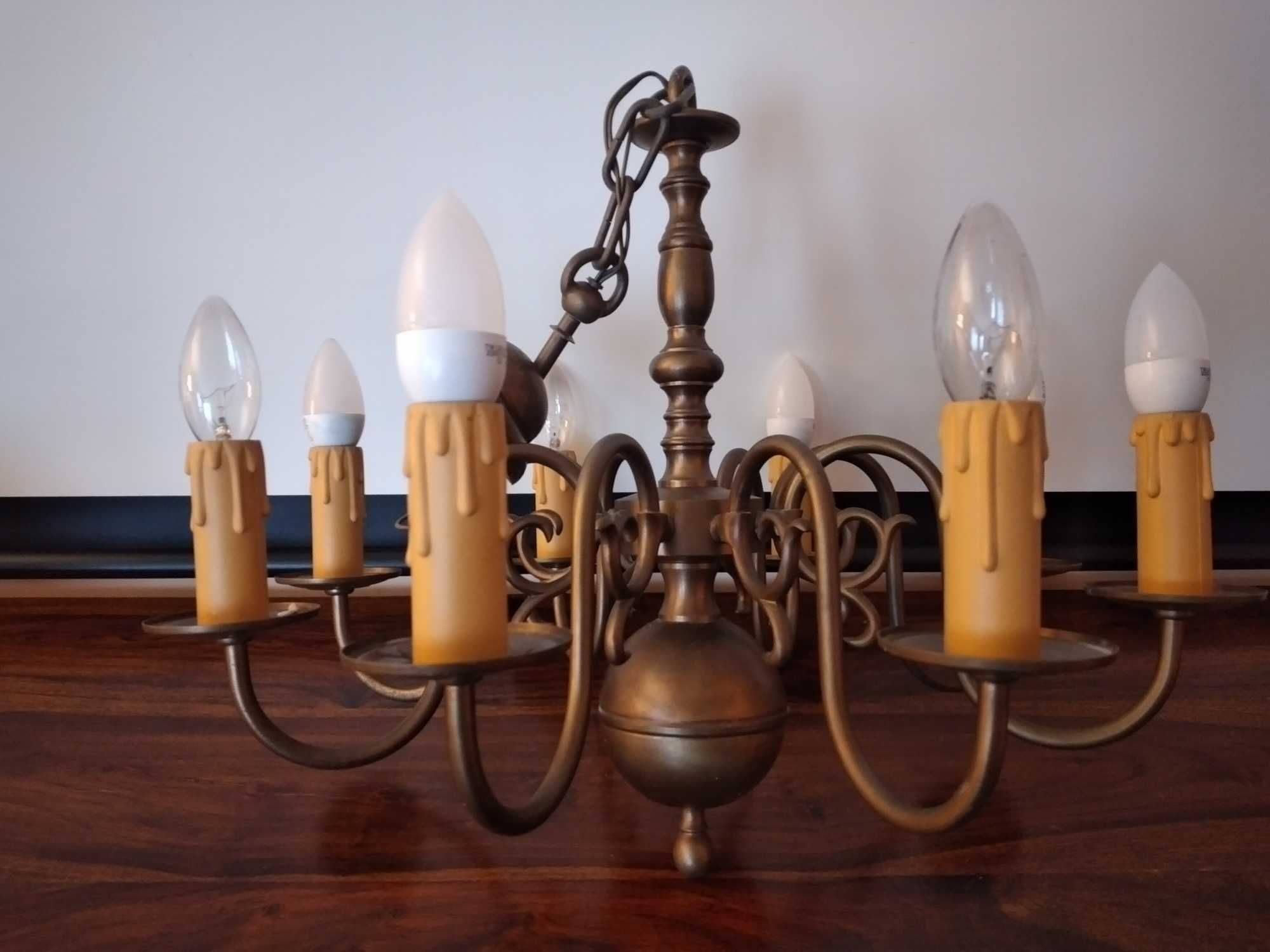 Żyrandol mosiężny vintage, lampa sufitowa