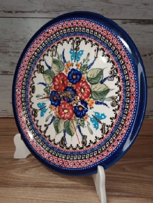 Talerz Zegar ścienny ceramiczny 27,5 cm ceramika Bolesławiec Z.C.B.