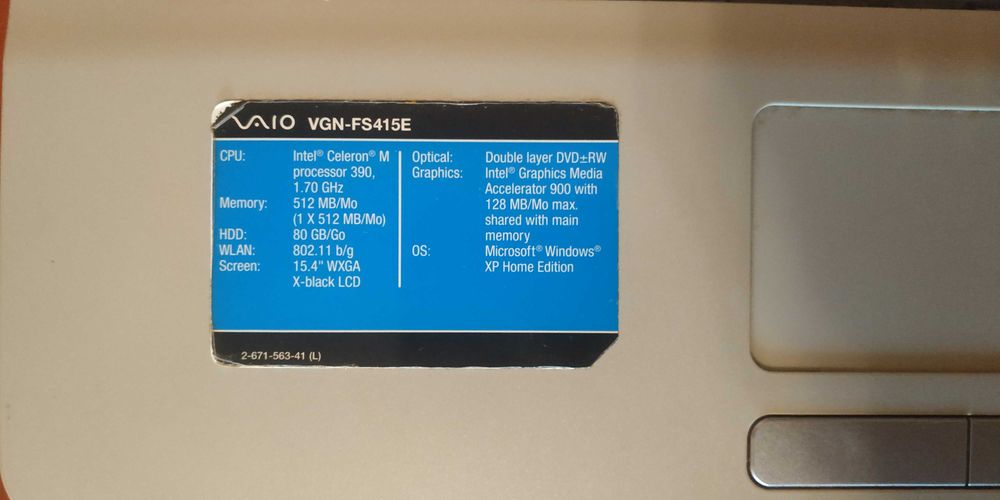 Ноутбук Sony vaio PCG-7G1M (VGN-FS415E) розборка по частинам або цілим