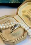 Artdeco pierścionek złoto 14k diamenty 0.14ct szafir naturalny R 15