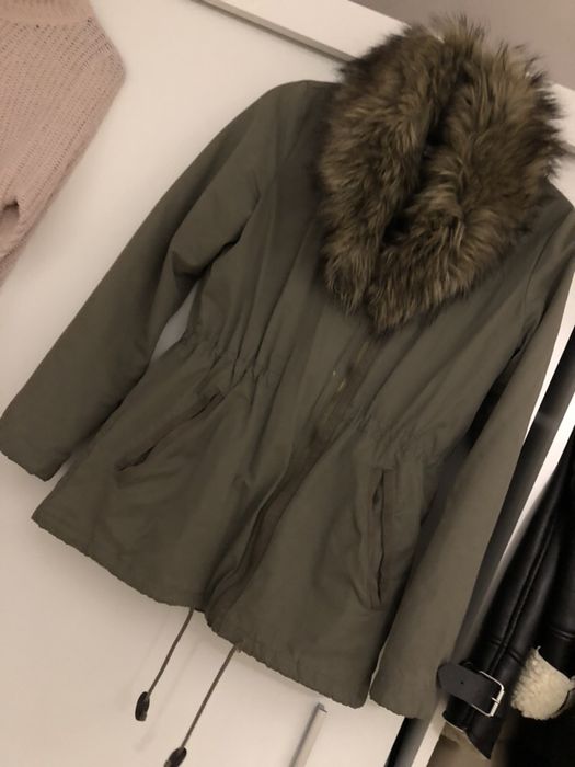 Parka kurtka z futerkiem futro H&M XS