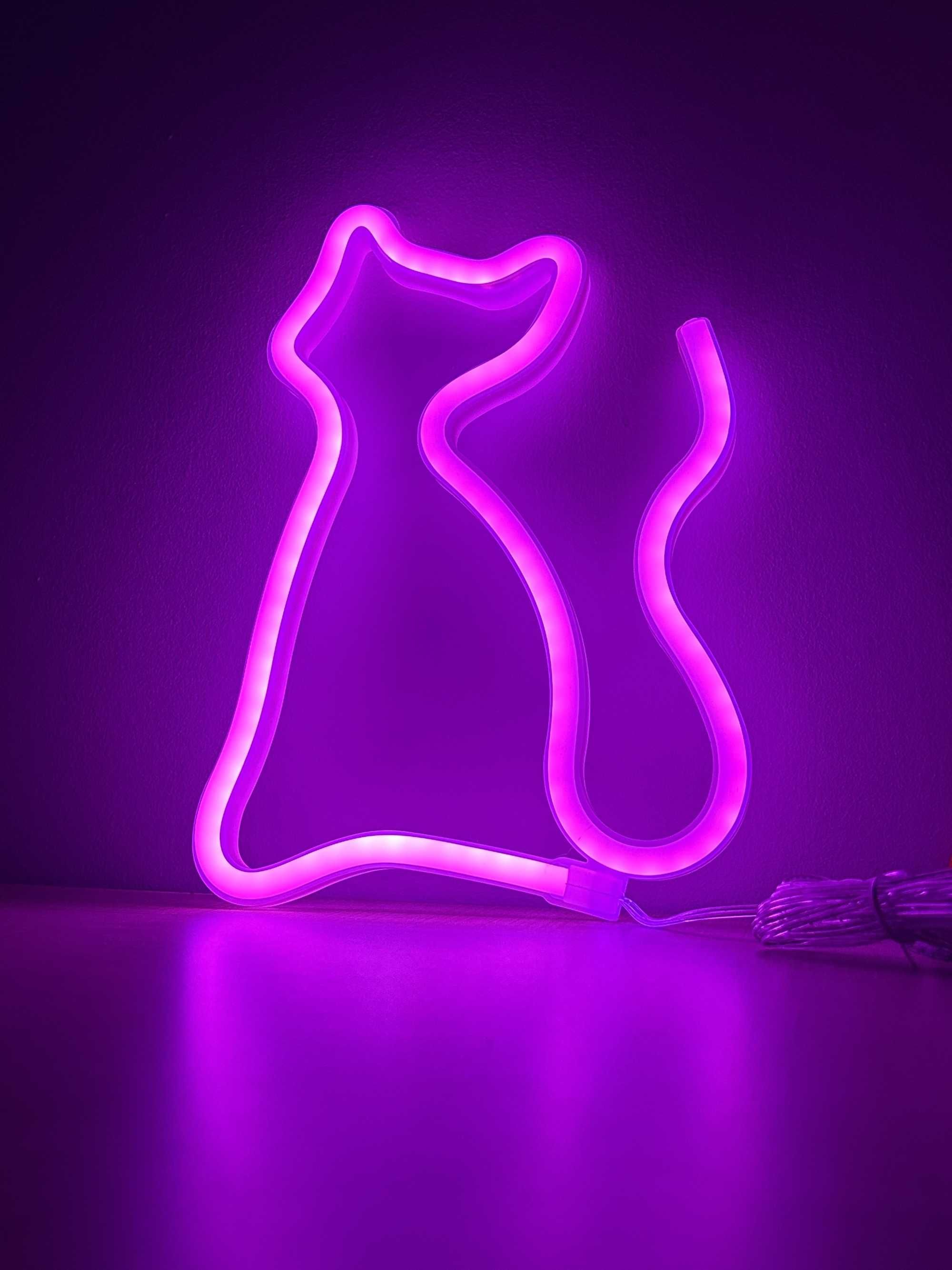 Neon Led Różowy Kot