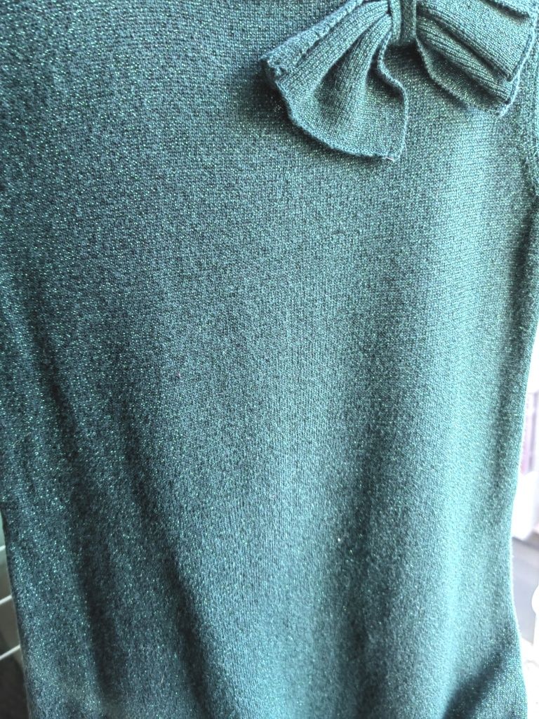 Vestido malha verde escuro H&M menina 4-6 anos