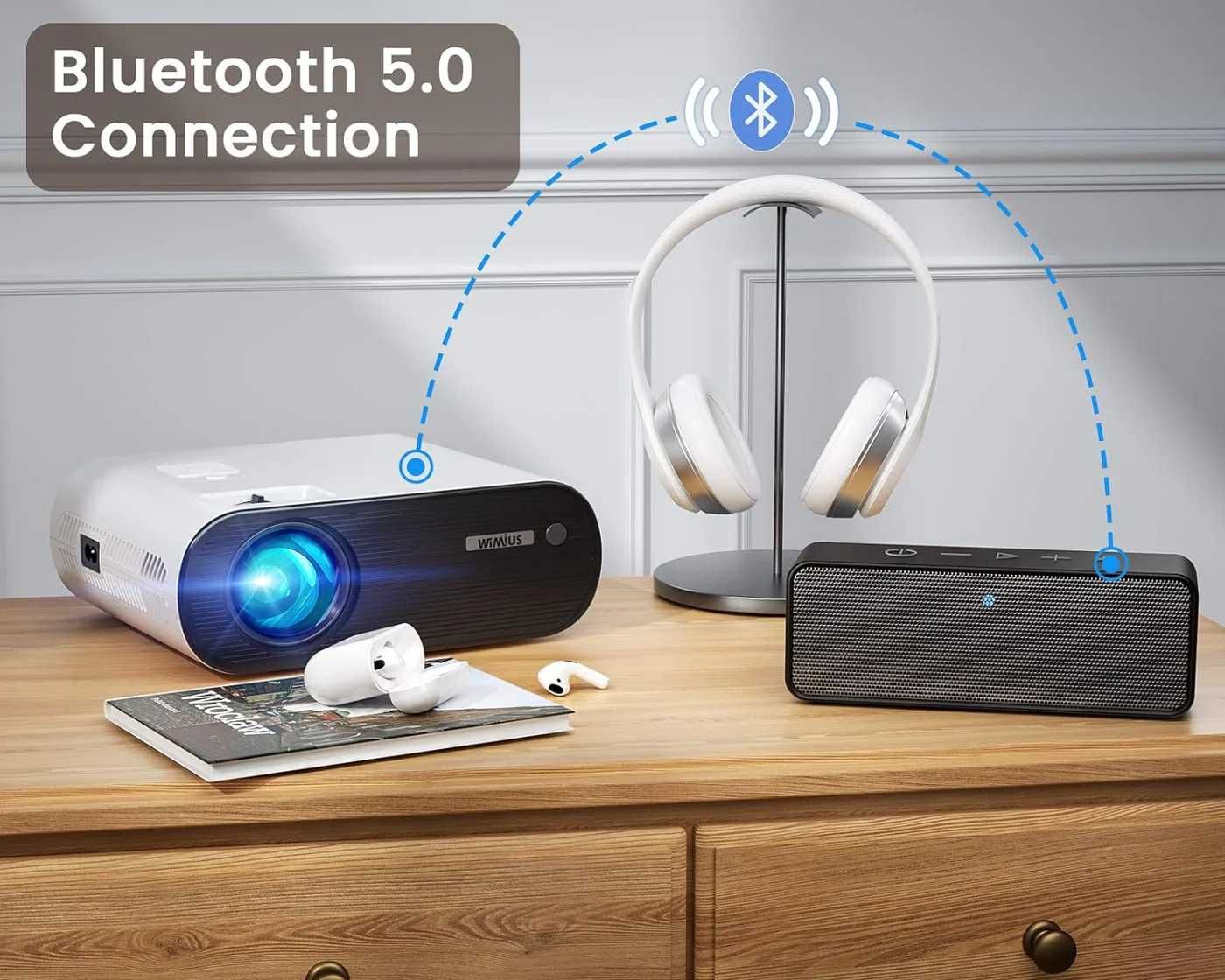Проектор WiMiUS K5 WiFi Bluetooth Full HD 1080P сумісний зі смартфоном