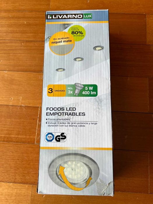 Projectores LED Encastrar (pack 3) - Novos - Cor Niquel Mate