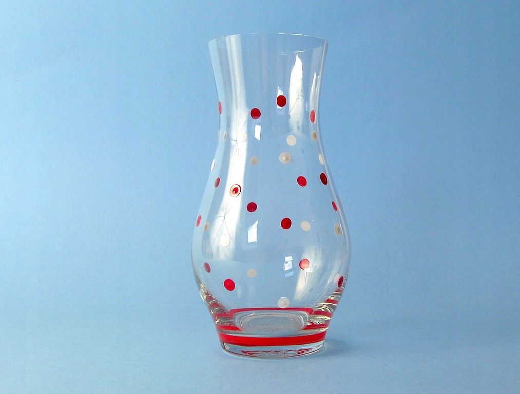 lata 40 wazon szklany malowany emalią