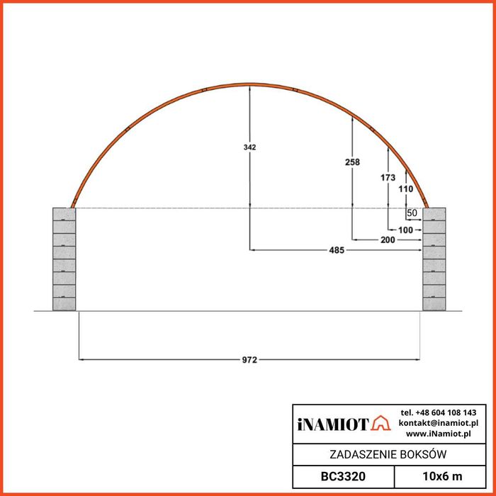 Zadaszenie kontenerowe 10x6 na blokach bet. PVC 900g, boks na kruszywa