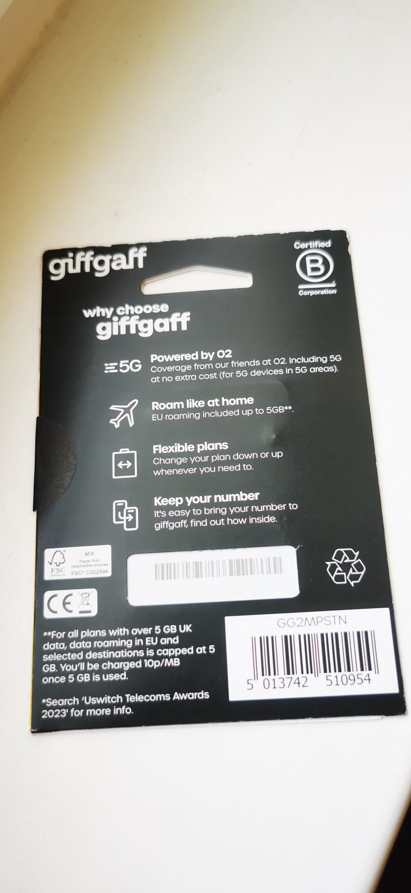 Sim card giffgaff do podróży w Wielkiej Brytanii