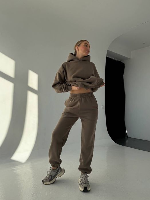 Спортивний костюм на флісі жіночий Мокко Шоколад S,M,L на зиму