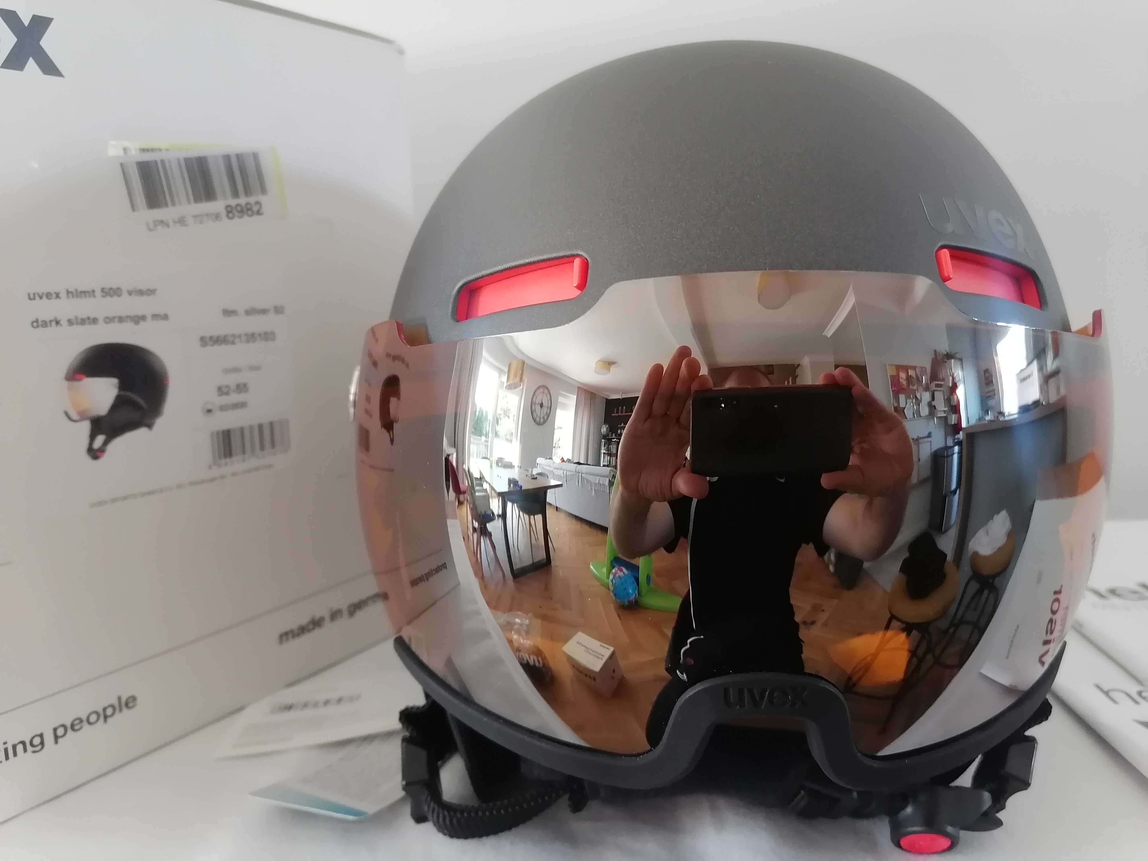 Kask narciarski Uvex Hlmt 500 Visor Dark Slate Orange Mat S 52-55cm