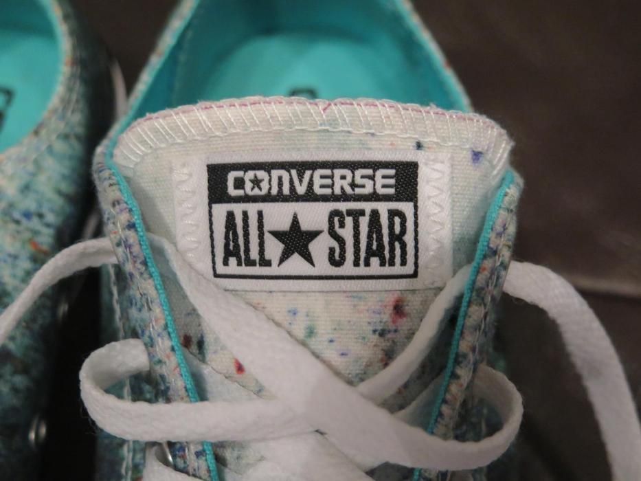 Converse CHUCK TAYLOR STAR OX- czarne, krótkie, zielone w kropki