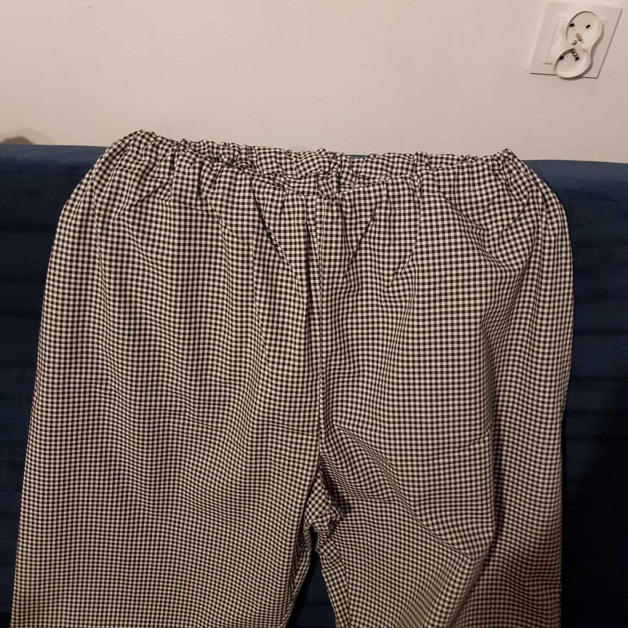 Kucharskie Spodnie na gumie i pasku