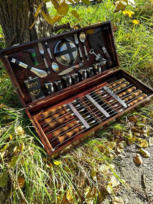 Премиум подарки на праздники - Набор шампуров в кейсе, подарок мужчине