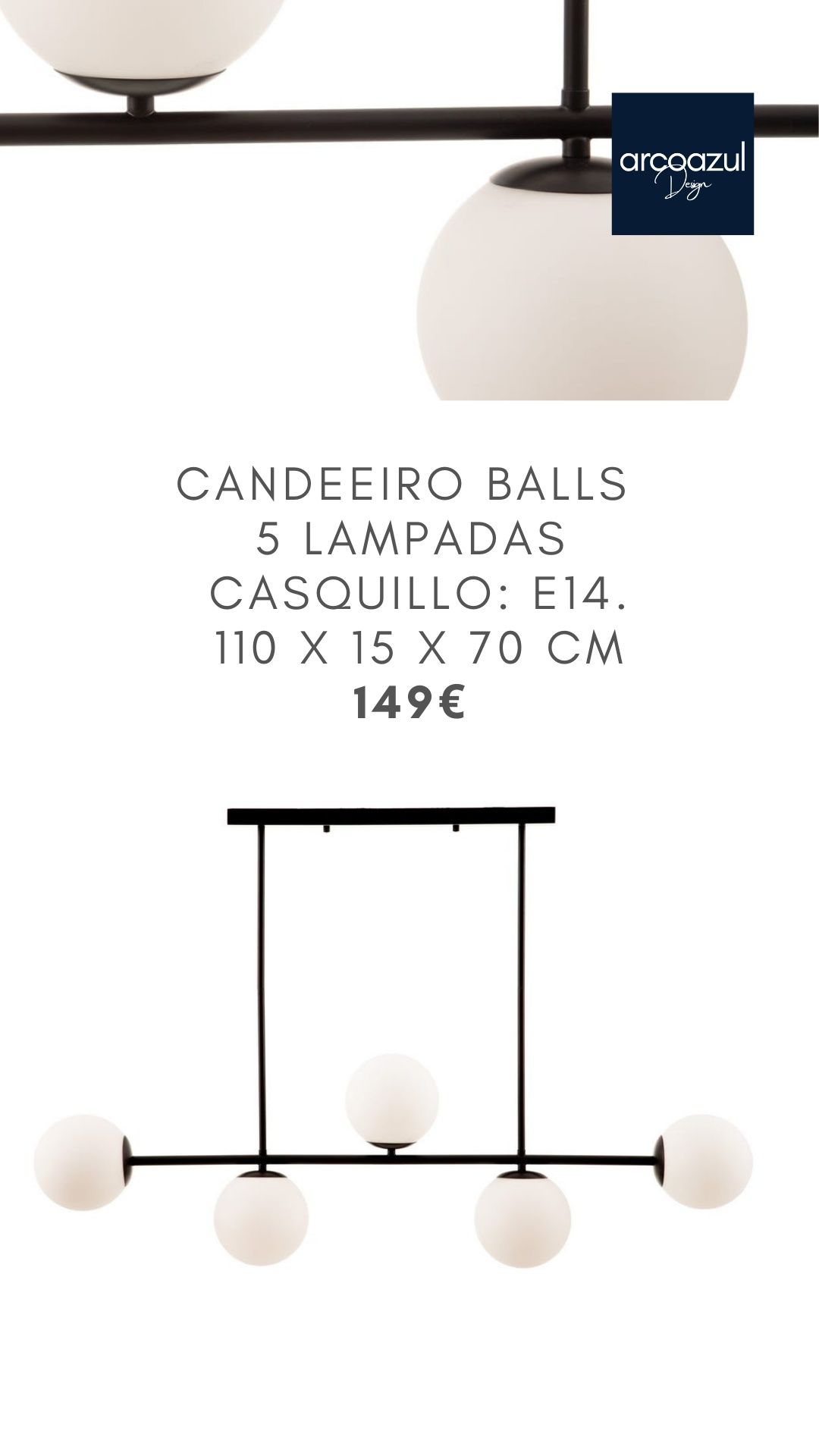 Candeeiro de Metal Preto Balls By Arcoazul