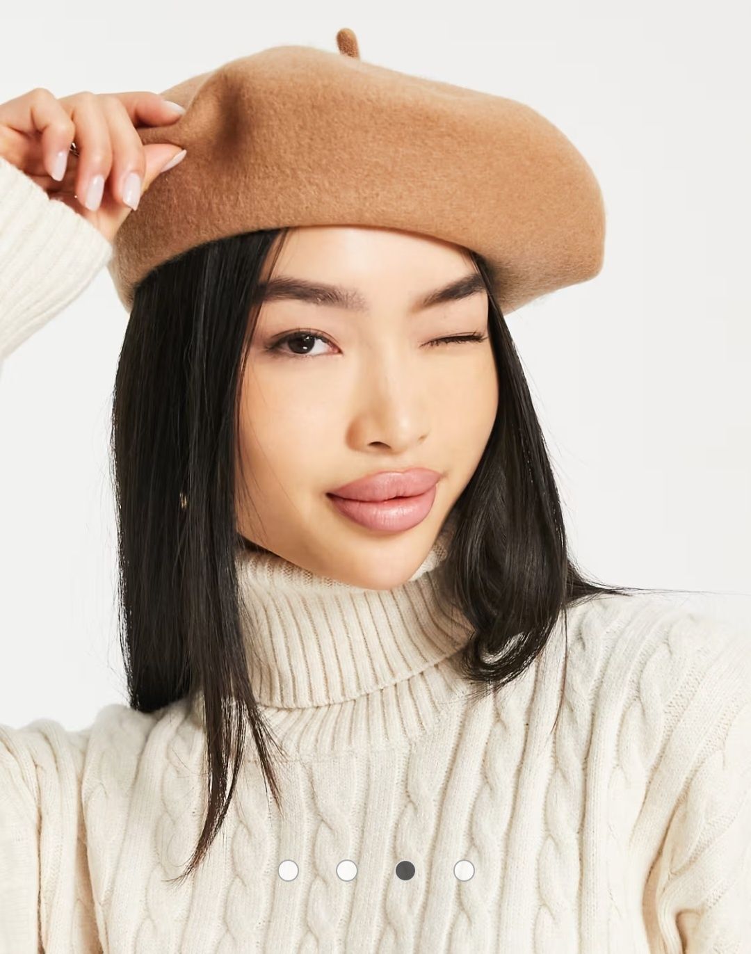 Stradivarius вовняний берет в кольорі camel
