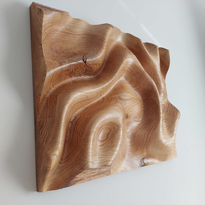 Panel ścienny – fale, 3D, olejowana dekoracja ścienna