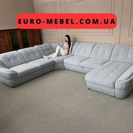 Великий кутовий розкладний диван в тканині