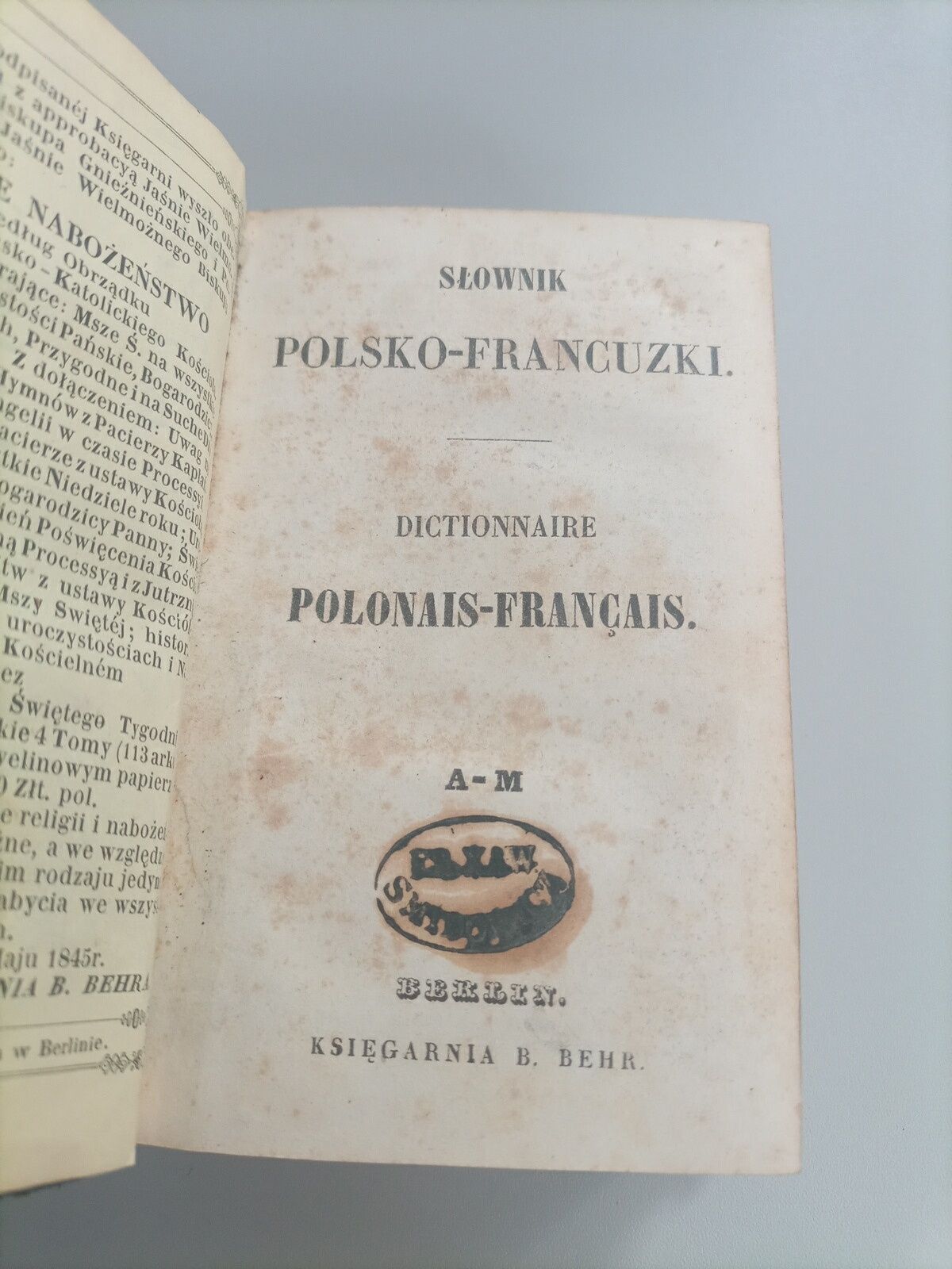 Słownik polsko-francuski A-M Berlin 1845