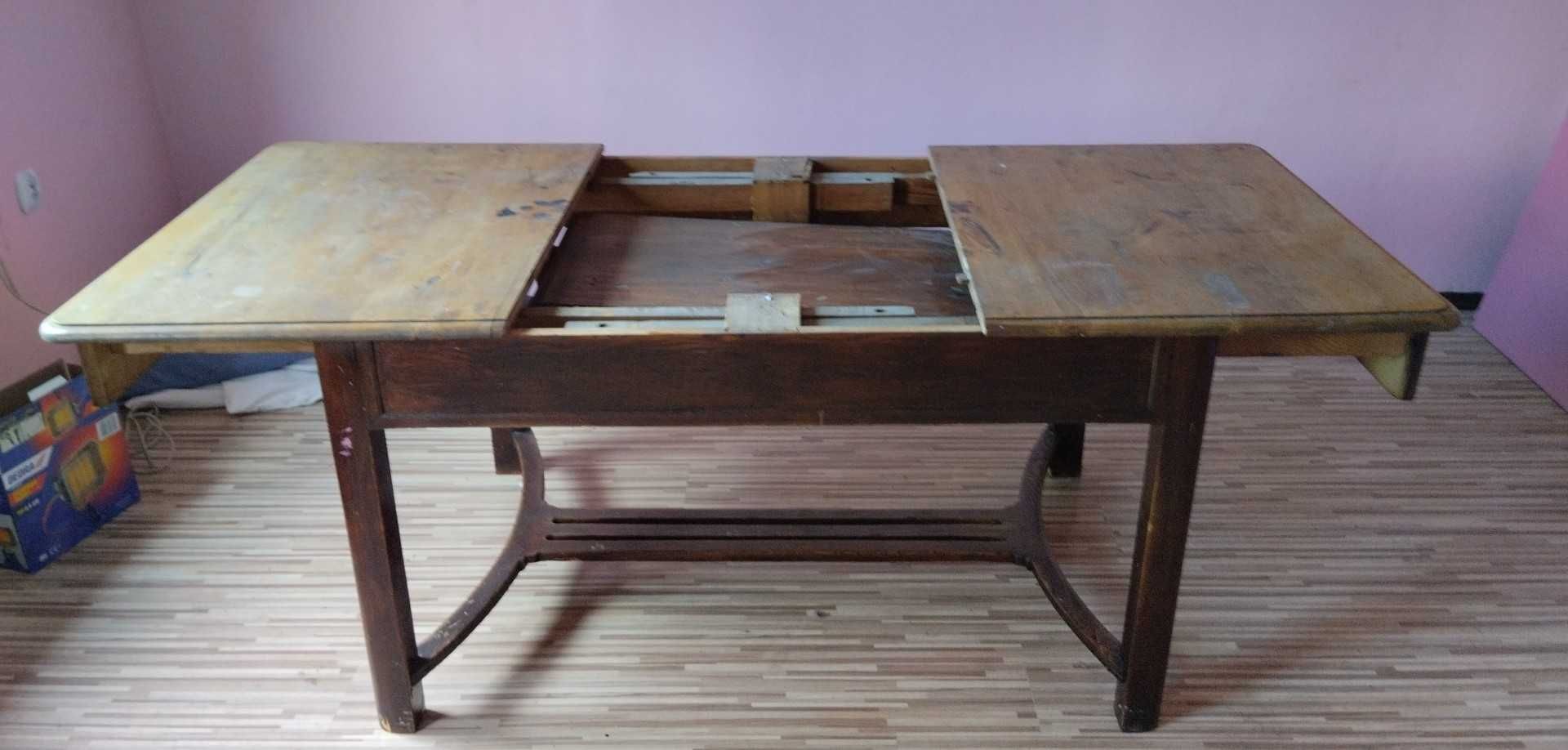 Stół zabytkowy drewniany rozkładany