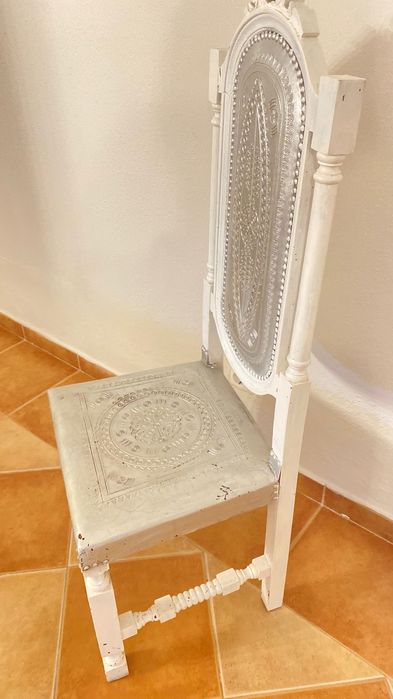 Conjunto 8 Cadeiras, Branco e Prata